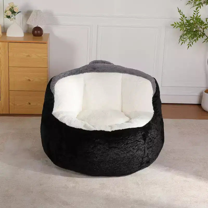 Pouf géant, canapé en fausse fourrure multicolore, grande chaise longue remplie d'éponge déchiquetée, aucun assemblage requis