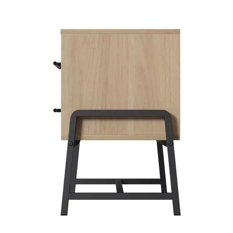 Tables de chevet avec 2 tiroirs et étagère ouverte, table d'appoint moderne avec pieds en métal, meuble de rangement compact pour petit appartement