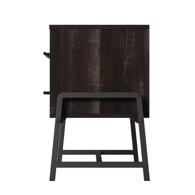 Tables de chevet avec 2 tiroirs et étagère ouverte, table d'appoint moderne avec pieds en métal, meuble de rangement compact pour petit appartement