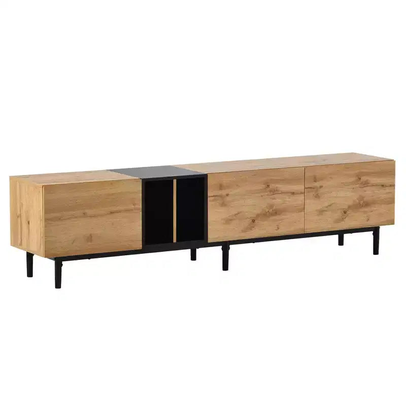 Meuble TV moderne pour téléviseur 80" avec 3 portes, console multimédia, meuble de divertissement avec grand meuble de rangement pour salon