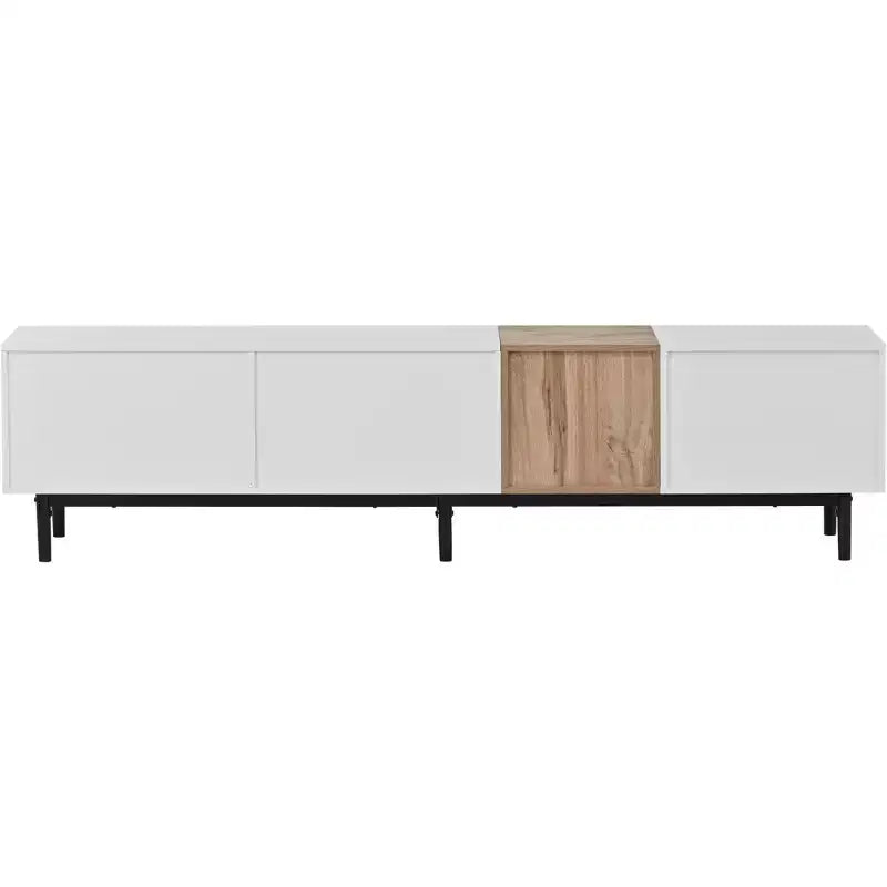 Meuble TV moderne pour téléviseur 80" avec 3 portes, console multimédia, meuble de divertissement avec grand meuble de rangement pour salon