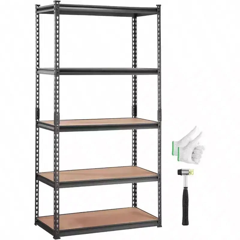 5 - Tier Heavy Duty Metal Shelves 2000 lbs Black Garage Kitchen Pantry Basement Laundry Storage Rack 36x18x72 Inch