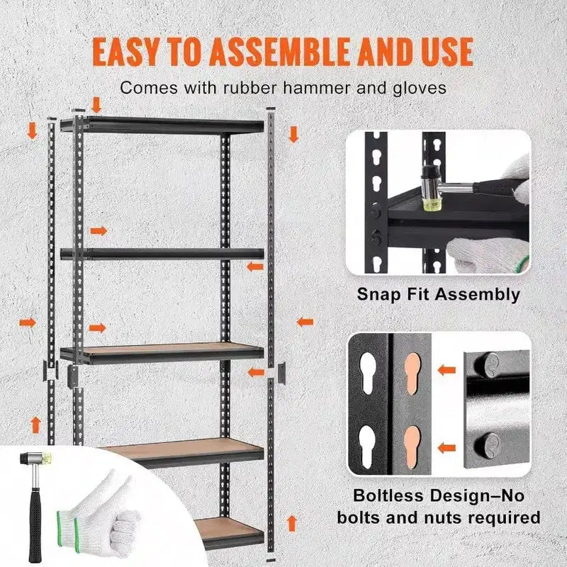 Étagères métalliques robustes à 5 niveaux, capacité de 2000 lb, noires, pour garage, cuisine, garde-manger, sous-sol, buanderie, rangement 36x18x72 pouces