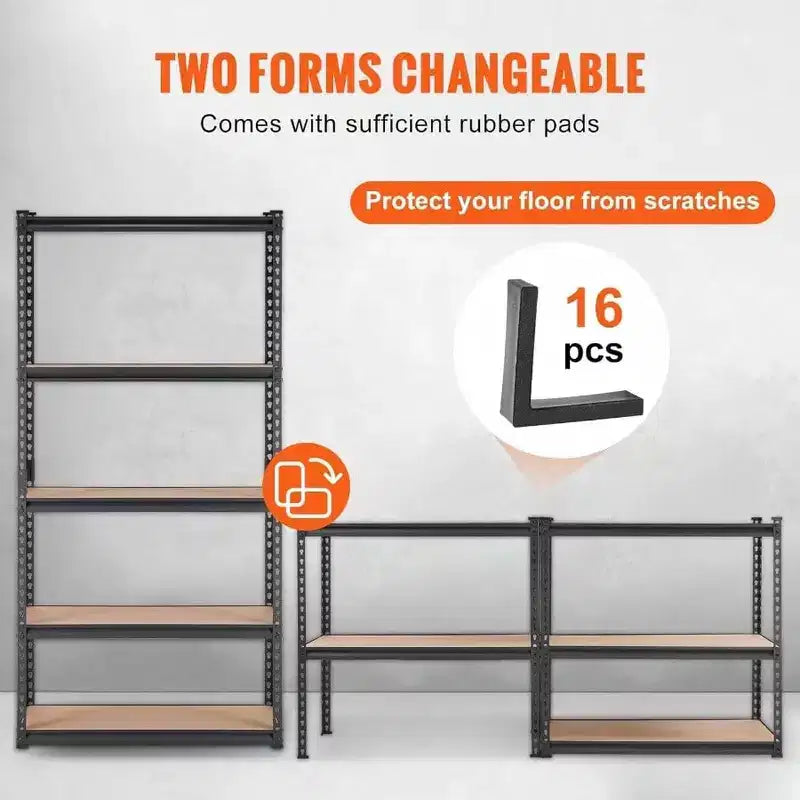 Étagères métalliques robustes à 5 niveaux, capacité de 2000 lb, noires, pour garage, cuisine, garde-manger, sous-sol, buanderie, rangement 36x18x72 pouces