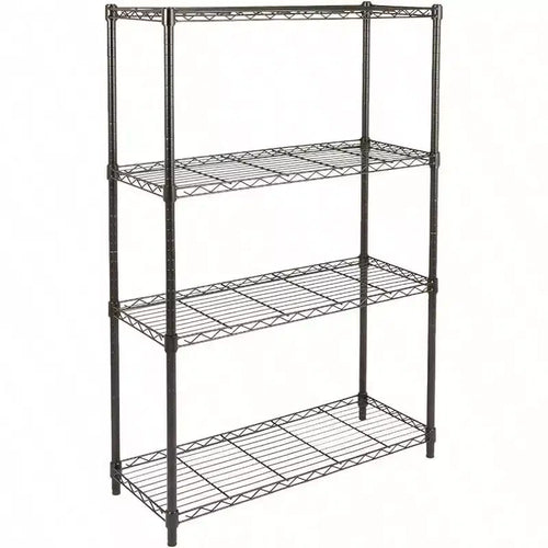 4 - Shelf Heavy Duty Steel Wire Rack Storage Shelving Organizer Kitchen Garage 36 Inch Lx 14 Inch Wx 54 Inch H Black Adjustable