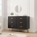 Acekool 6 Drawer Dresser, Modern Chest with Gold Handles and Legs, Storage Cabinet for Bedroom or Living Room