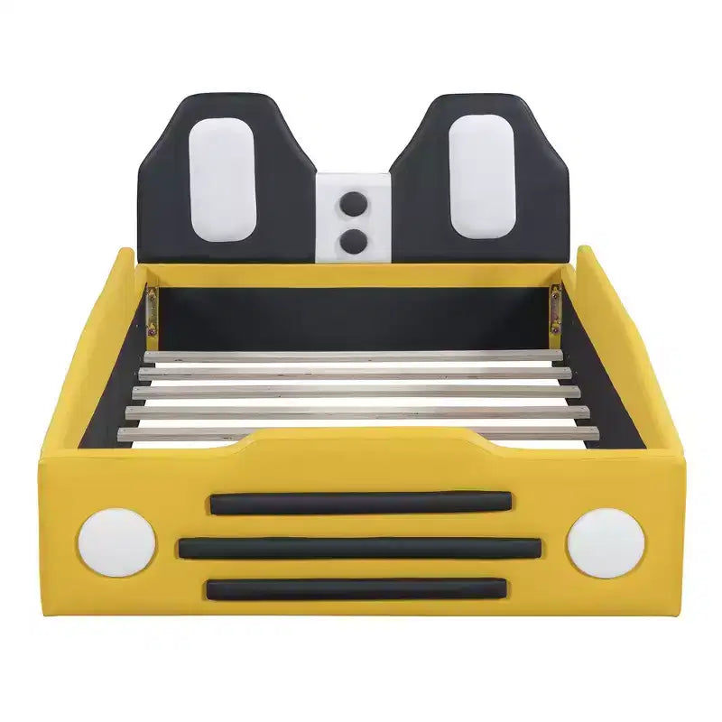 Lit plateforme double en forme de voiture de course avec garde-corps pour chambre d'enfant