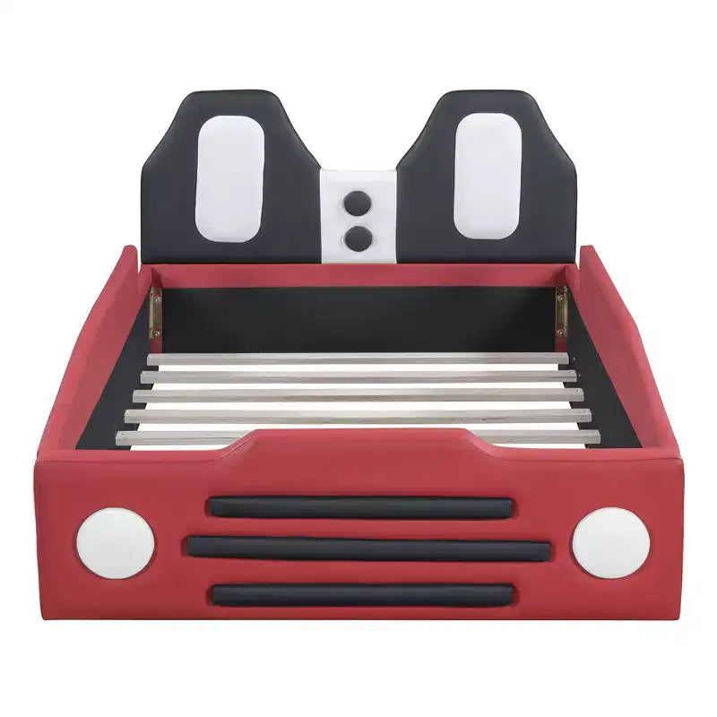 Lit plateforme double en forme de voiture de course avec garde-corps pour chambre d'enfant