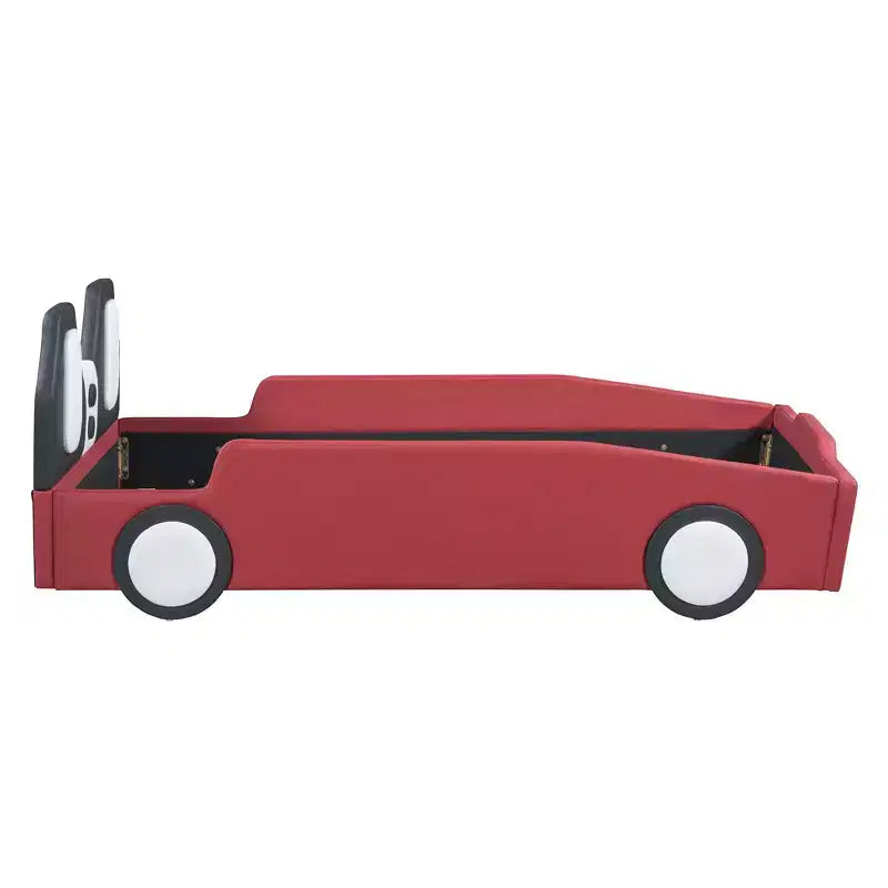 Lit plateforme double en forme de voiture de course avec garde-corps pour chambre d'enfant