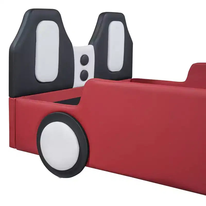 Lit plateforme double en forme de voiture de course avec garde-corps pour chambre d'enfant