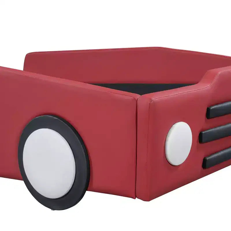 Lit plateforme double en forme de voiture de course avec garde-corps pour chambre d'enfant