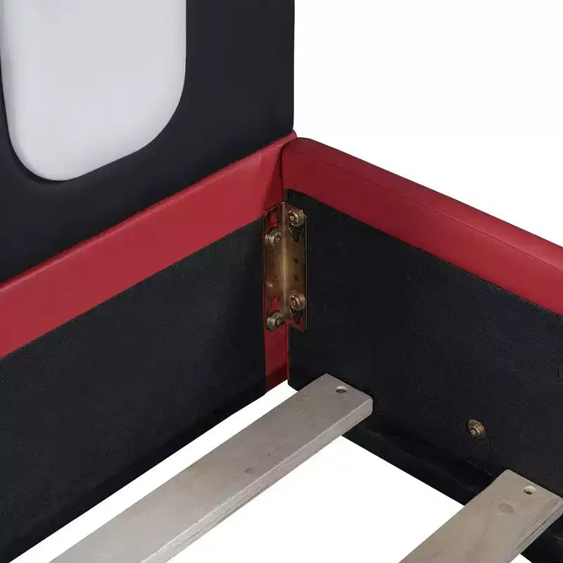 Lit plateforme double en forme de voiture de course avec garde-corps pour chambre d'enfant
