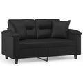 vidaXL 2-Seater Sofa with Throw Pillows Loveseat Couch Black Faux Leather