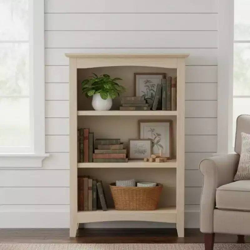 Étagère 36"x24" non finie - En bois d'hévéa, 3 étagères fixes, dos fermé