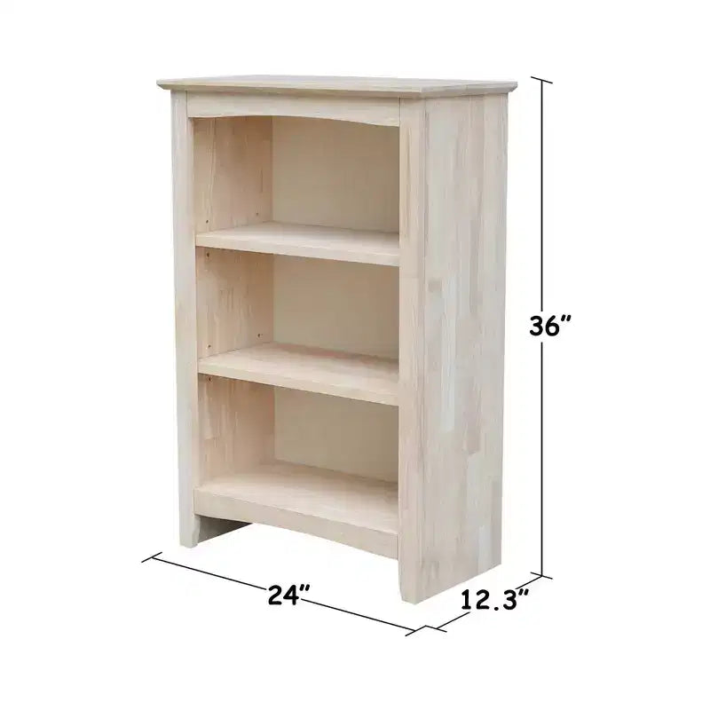Étagère 36"x24" non finie - En bois d'hévéa, 3 étagères fixes, dos fermé