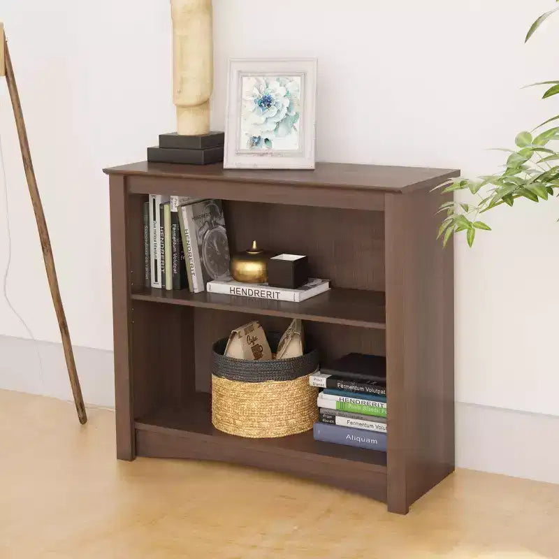 Bibliothèque 2 Étagères Espresso 29" - Étagères Réglables, Finition Stratifiée, Bois Composite, Capacité 18 kg