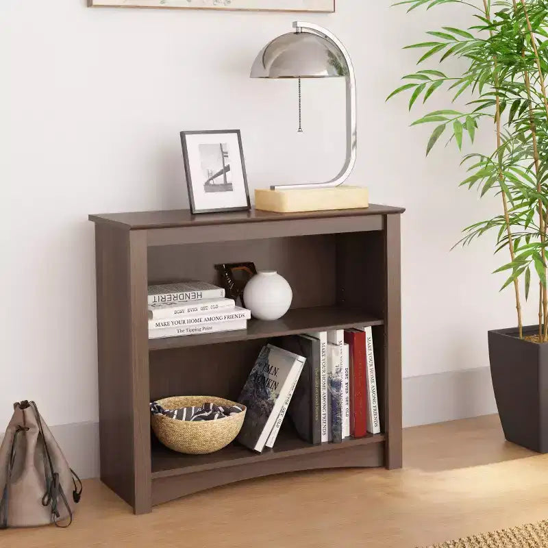 Bibliothèque 2 Étagères Espresso 29" - Étagères Réglables, Finition Stratifiée, Bois Composite, Capacité 18 kg