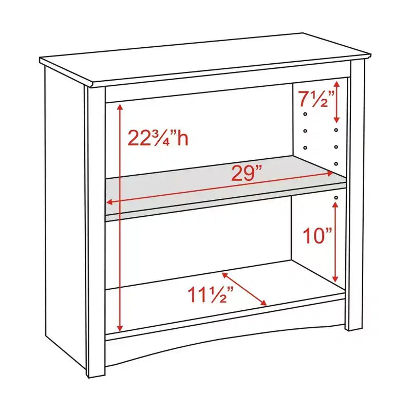 Bibliothèque 2 Étagères Espresso 29" - Étagères Réglables, Finition Stratifiée, Bois Composite, Capacité 18 kg